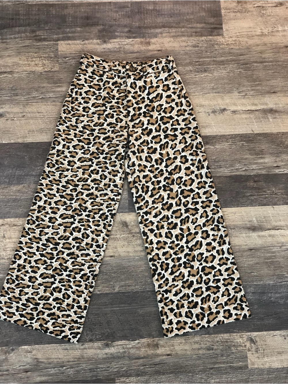Maeve Leopard-Print Wide-Leg Pants in Tan and Black